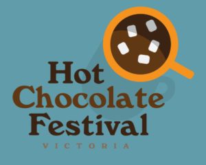 The hot chocolate festival logo - a mug of hot chocolate with marshmallows from above.